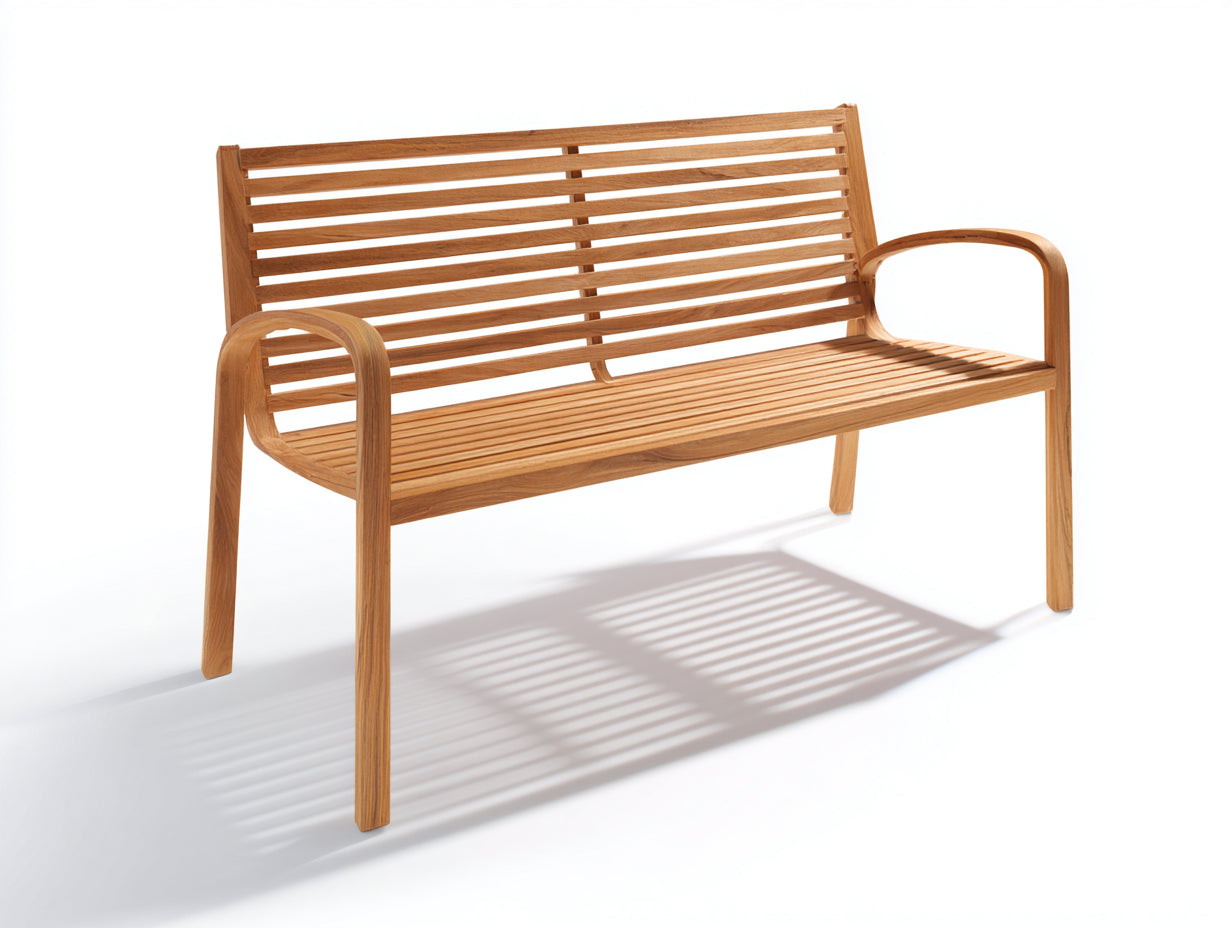 Banco de jardín de madera natural 125x56x82 cm - estilo clásico para exterior