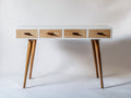 Mesas de oficina madera 120x50x76 cm - blanco-natural - diseño retro con cajones