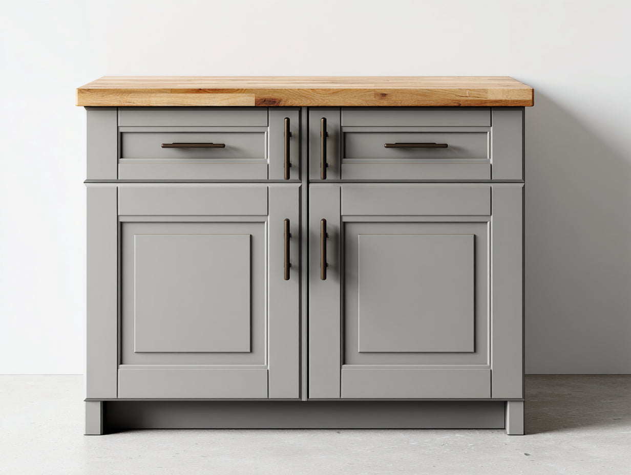 Aparadores de madera 120x42x90 cm - gris-marrón - 2 puertas y 2 cajones - estilo rústico para comedor