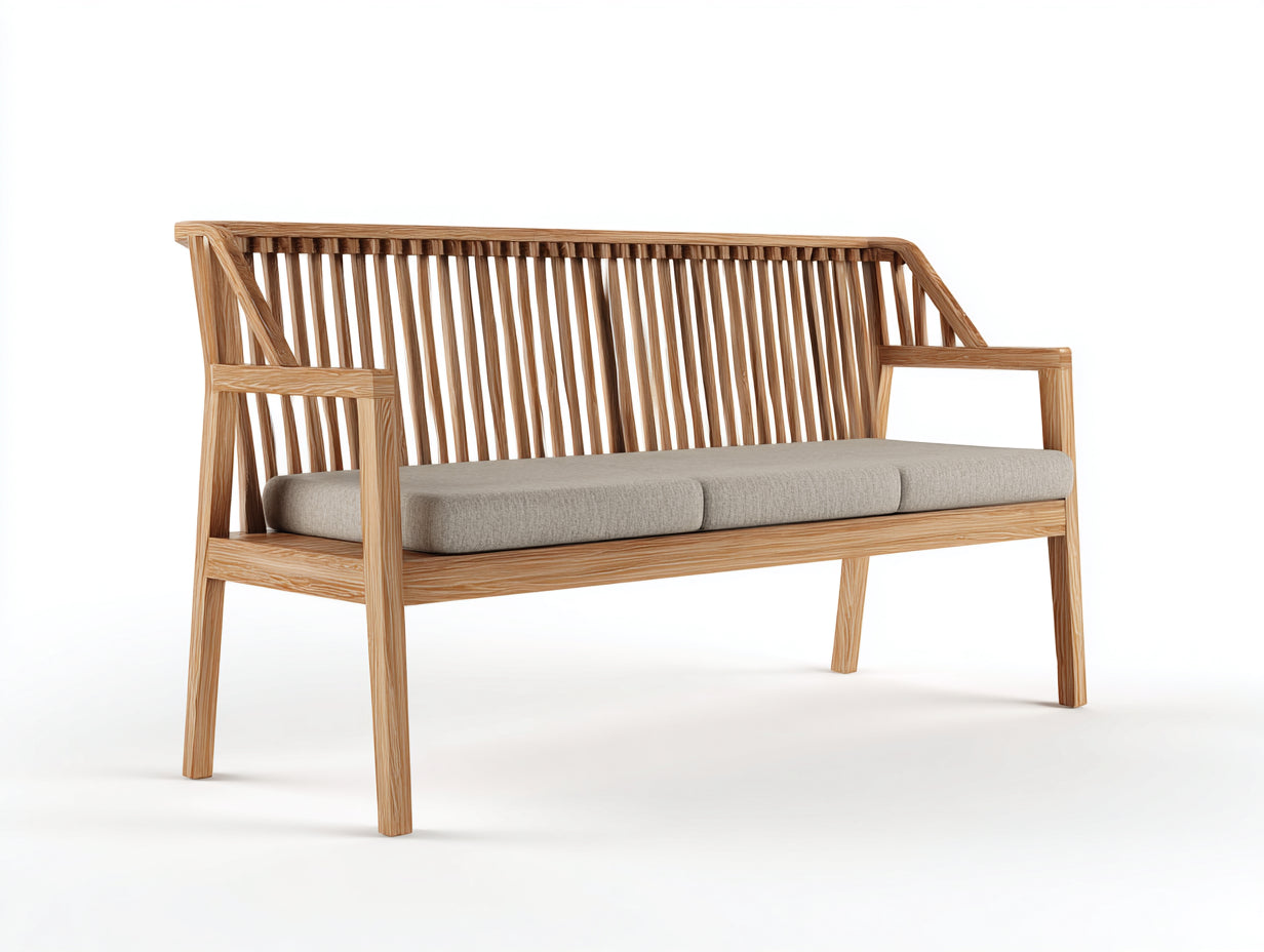 Bancos de jardín madera 160x62x86 cm - natural - diseño moderno con cojín