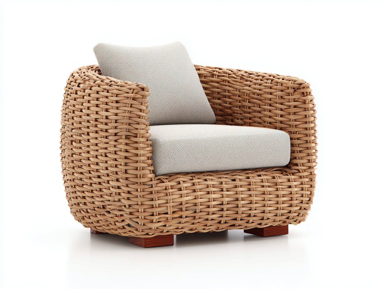 Sillones de ratán ratán 88x82x76 cm - natural-beige - diseño exterior con cojines