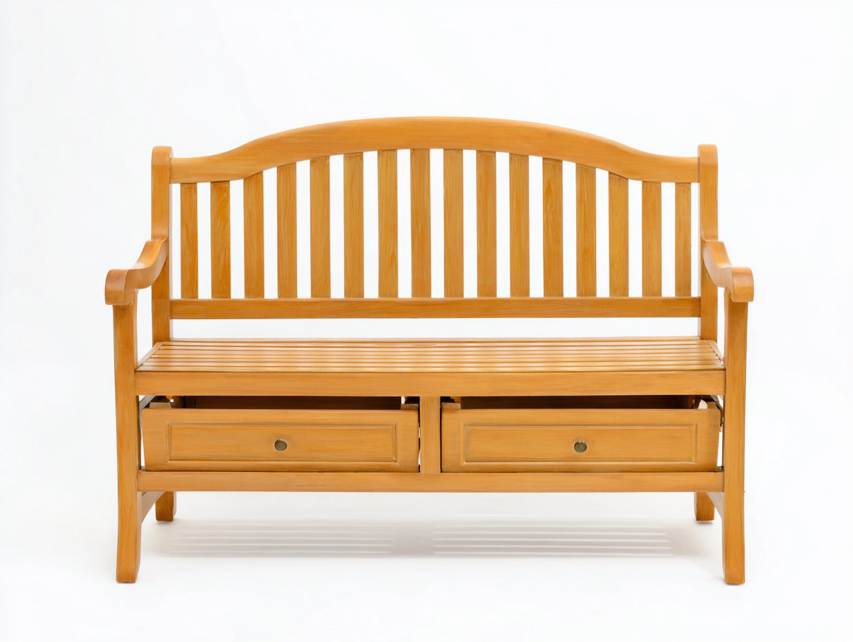 Bancos de jardín de madera 150x58x90 cm - marrón - 2 cajones - estilo clásico para exterior