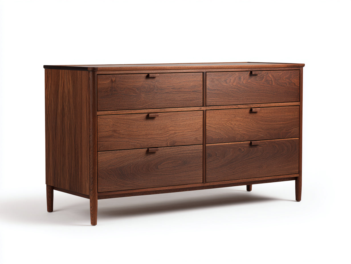 Cómodas de madera 150x45x78 cm - marrón - estilo moderno con 6 cajones