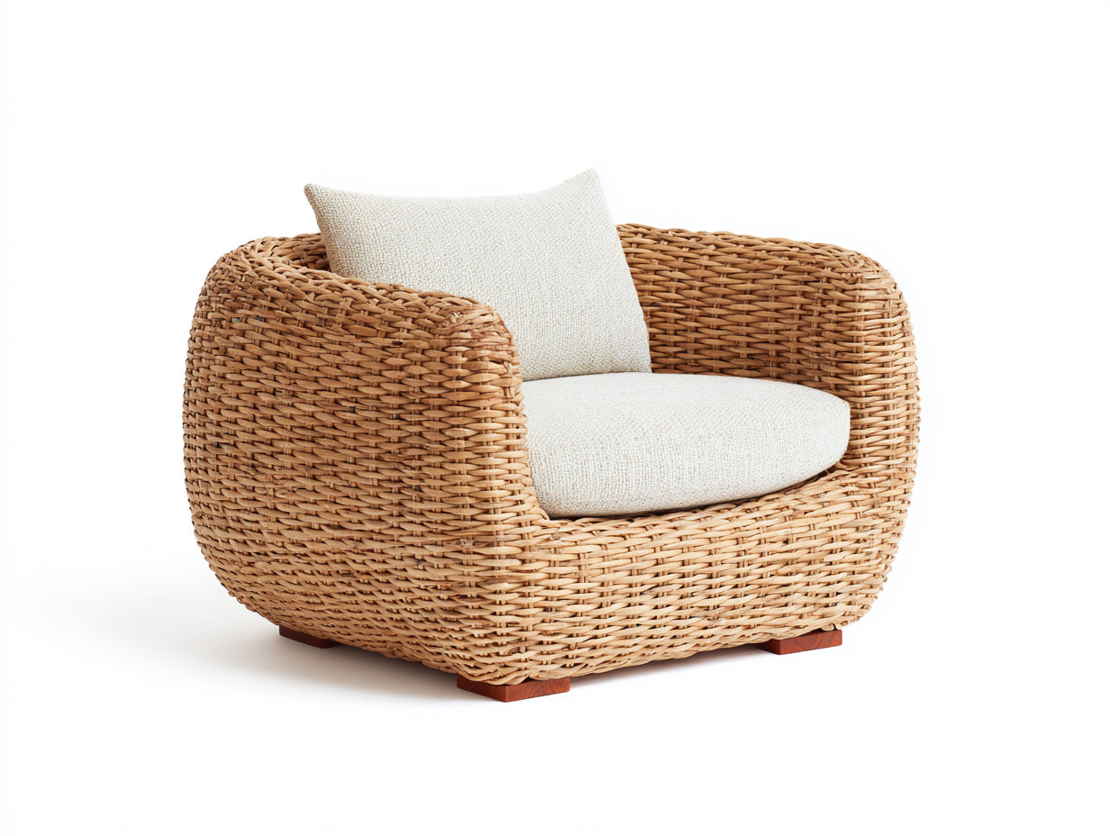 Sillones de ratán 92x88x72 cm - marrón claro - estilo natural para exterior