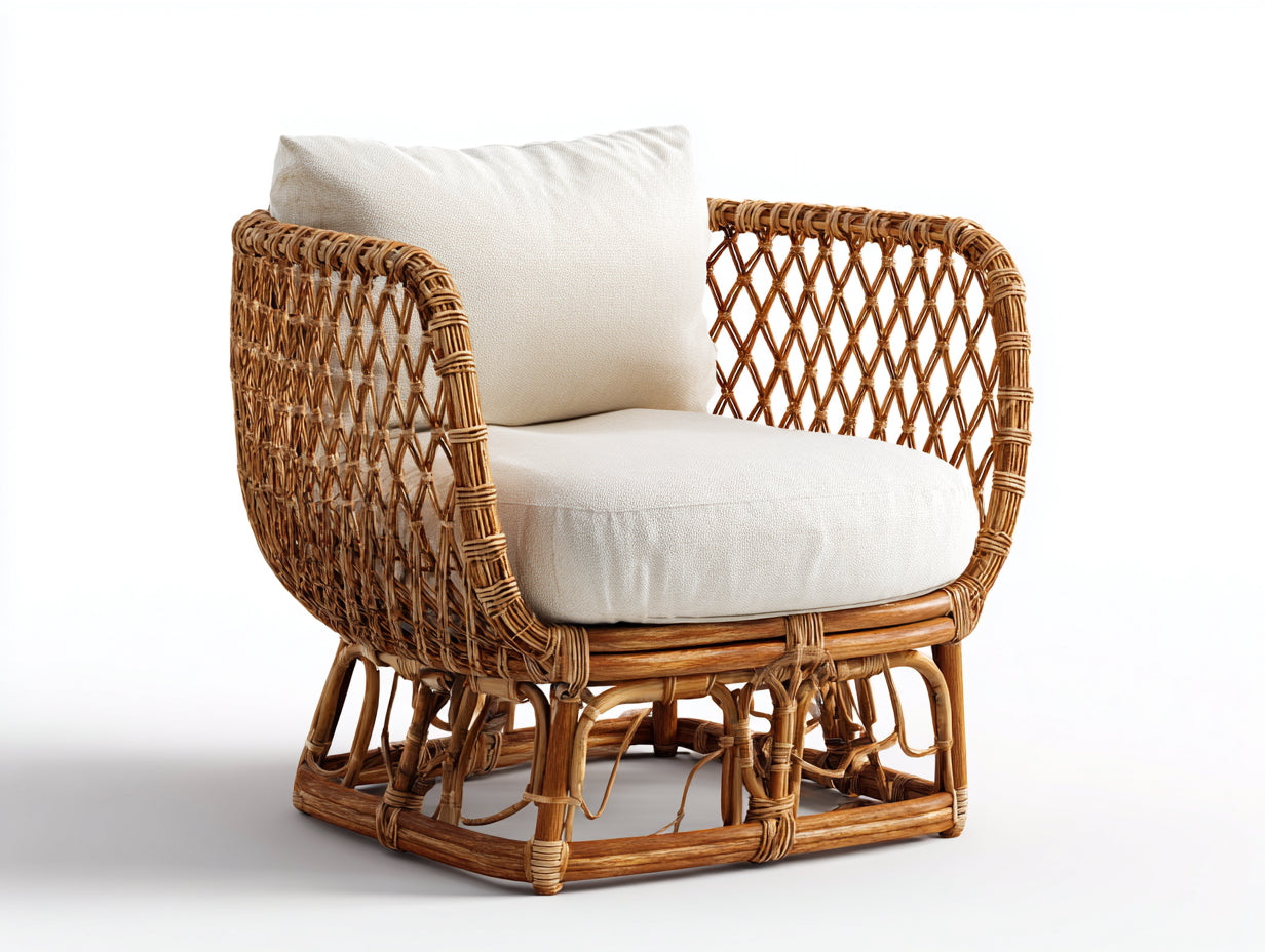 Sillones de ratán ratán natural 88x82x84 cm - Beige - Diseño artesanal envolvente