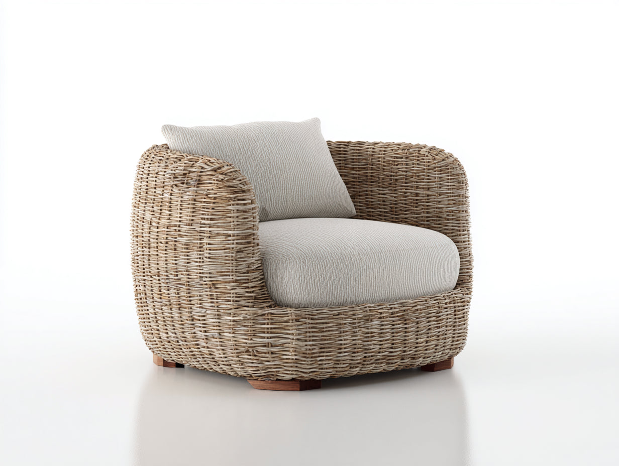 Sillones de ratán 95x88x80 cm - Natural-Beige - Diseño envolvente artesanal