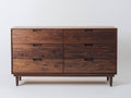 Cómodas de madera 130x45x82 cm - marrón - 6 cajones - estilo moderno para dormitorio
