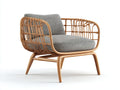Sillón de ratán con cojín gris 87x82x85 cm - estilo relajante para jardín