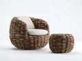 Sillones de ratán con reposapiés 90x85x78 cm - Marrón-Beige - Diseño natural redondeado