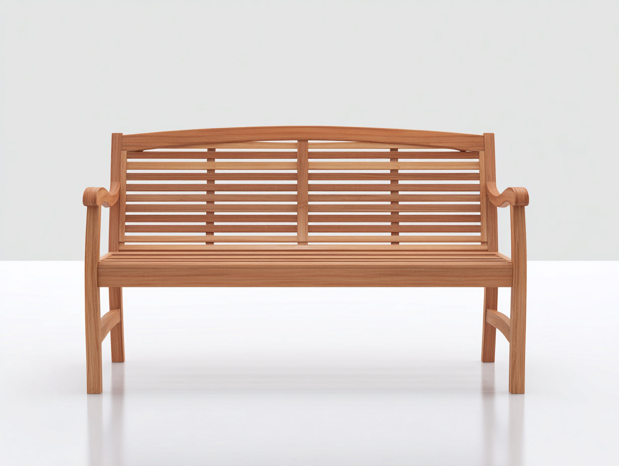 Bancos de jardín de madera 150x62x88 cm - Madera natural - Diseño clásico con respaldo de listones
