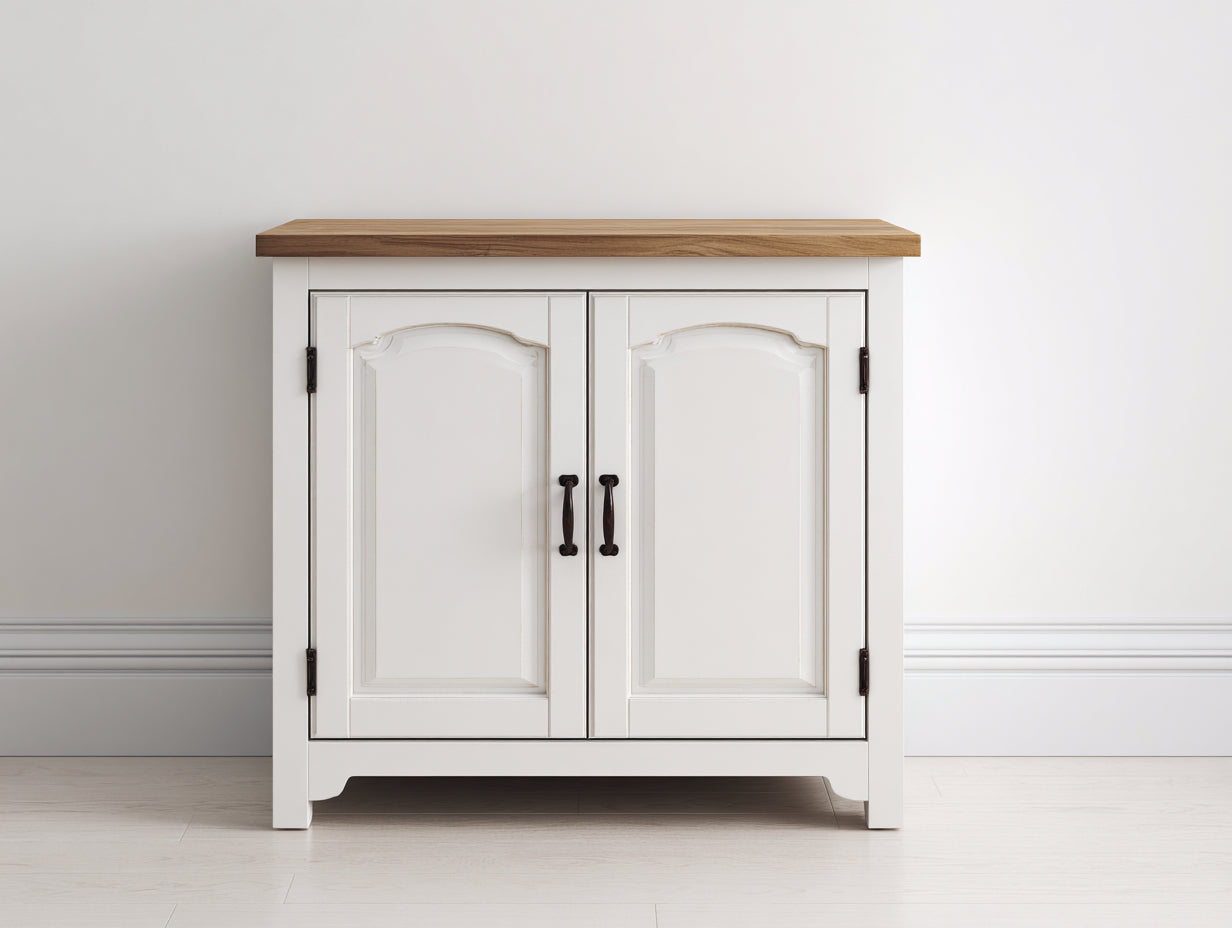 Aparadores de madera 100x40x90 cm - Blanco-Madera natural - Diseño clásico con 2 puertas