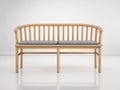 Bancos de jardín madera 148x58x86 cm - natural-gris - diseño curvo con cojines