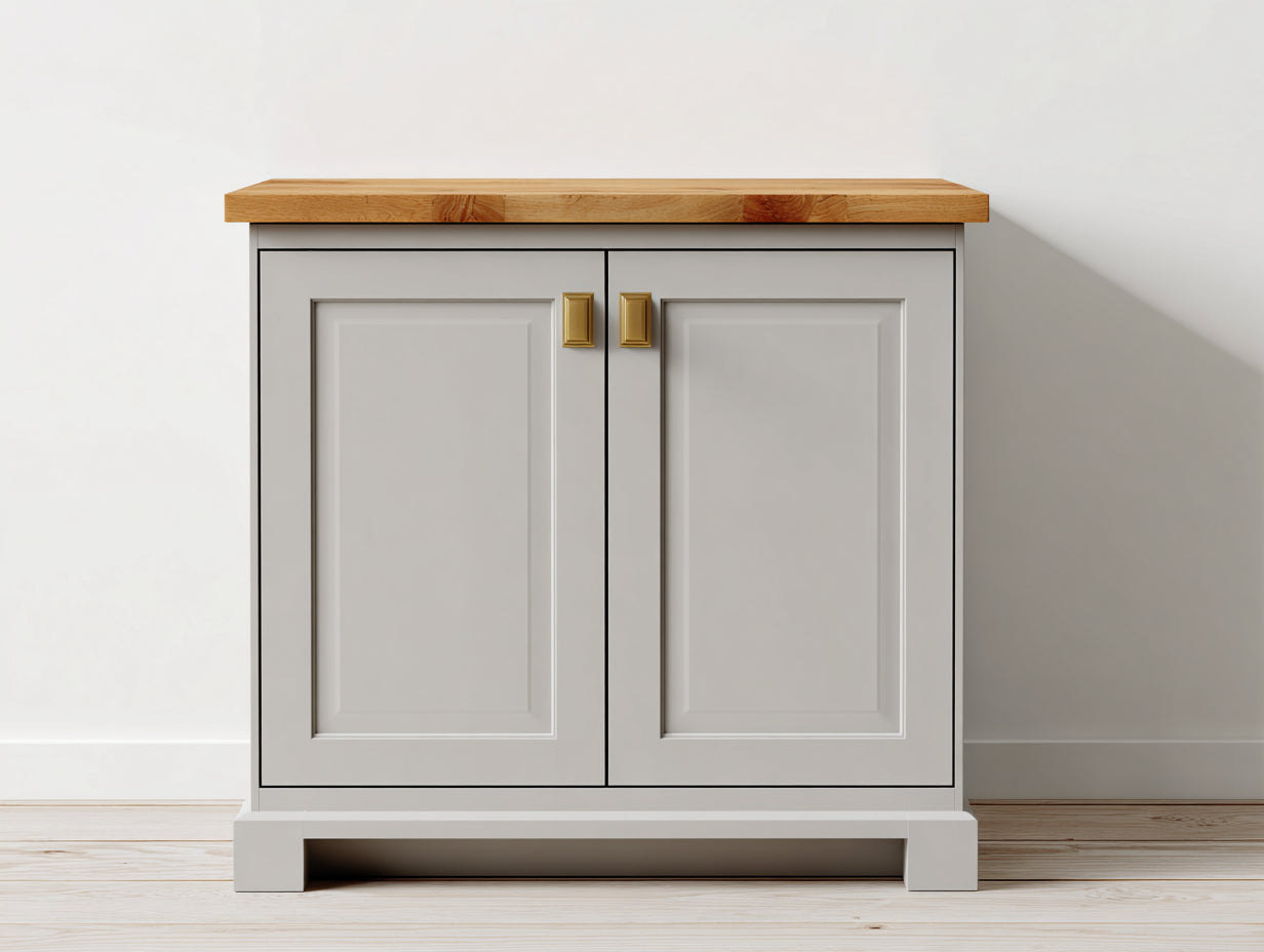 Aparadores de madera 85x40x90 cm - blanco-marrón - estilo clásico con 2 puertas