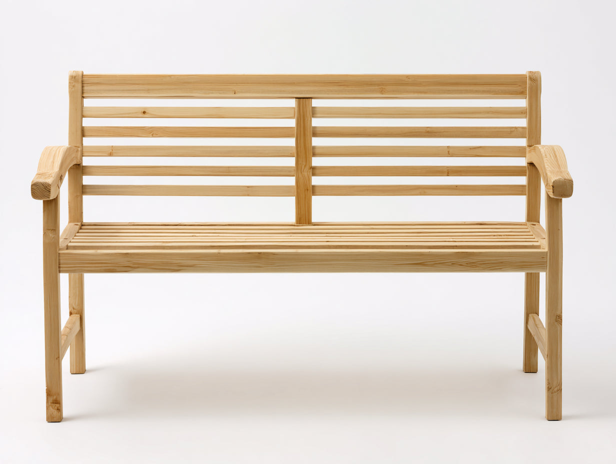 Banco de jardín de madera natural 120x55x85 cm - estilo clásico para exterior