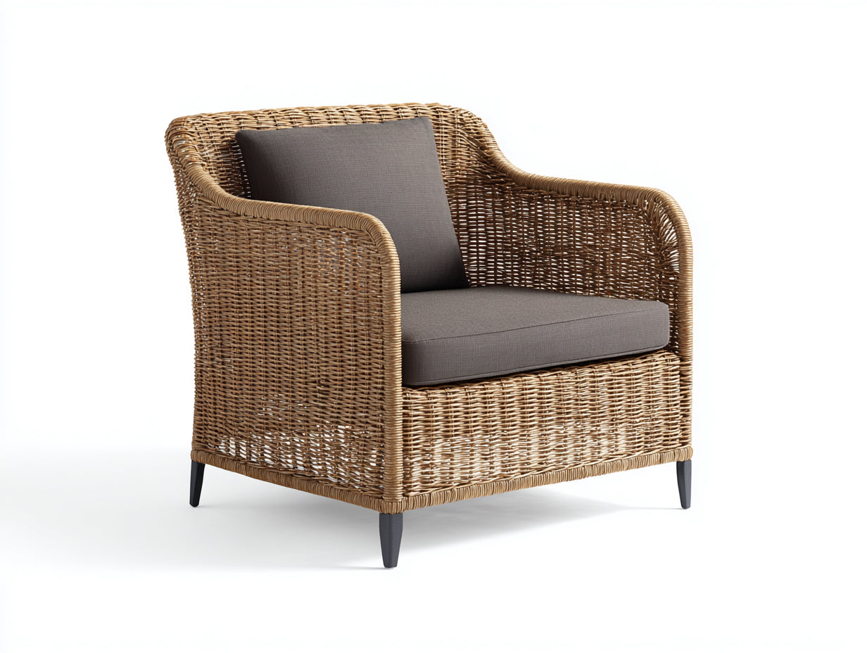 Sillones de ratán ratán sintético 84x78x86 cm - natural-marrón - diseño elegante para jardín