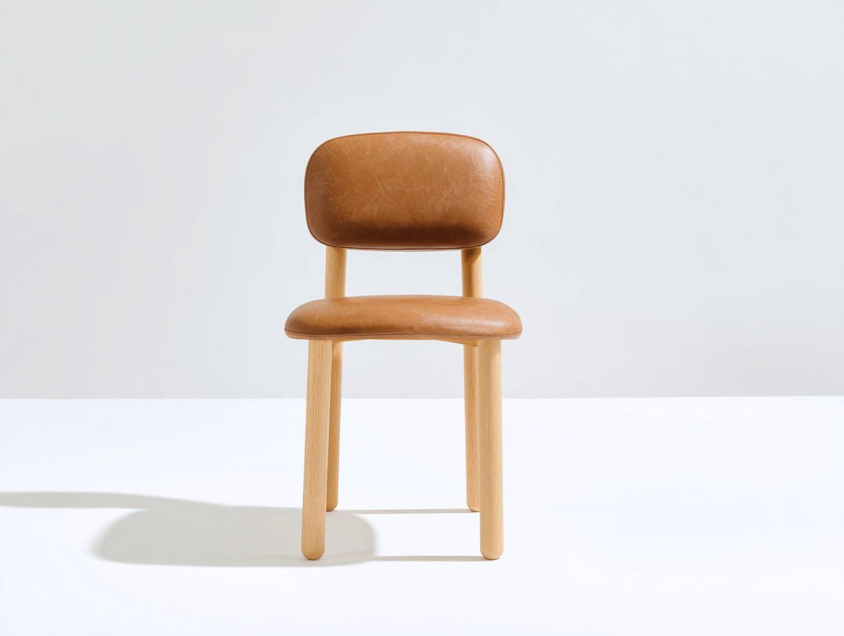 Sillas de comedor de madera y tapizado 46x52x80 cm - marrón claro - estilo moderno para comedor