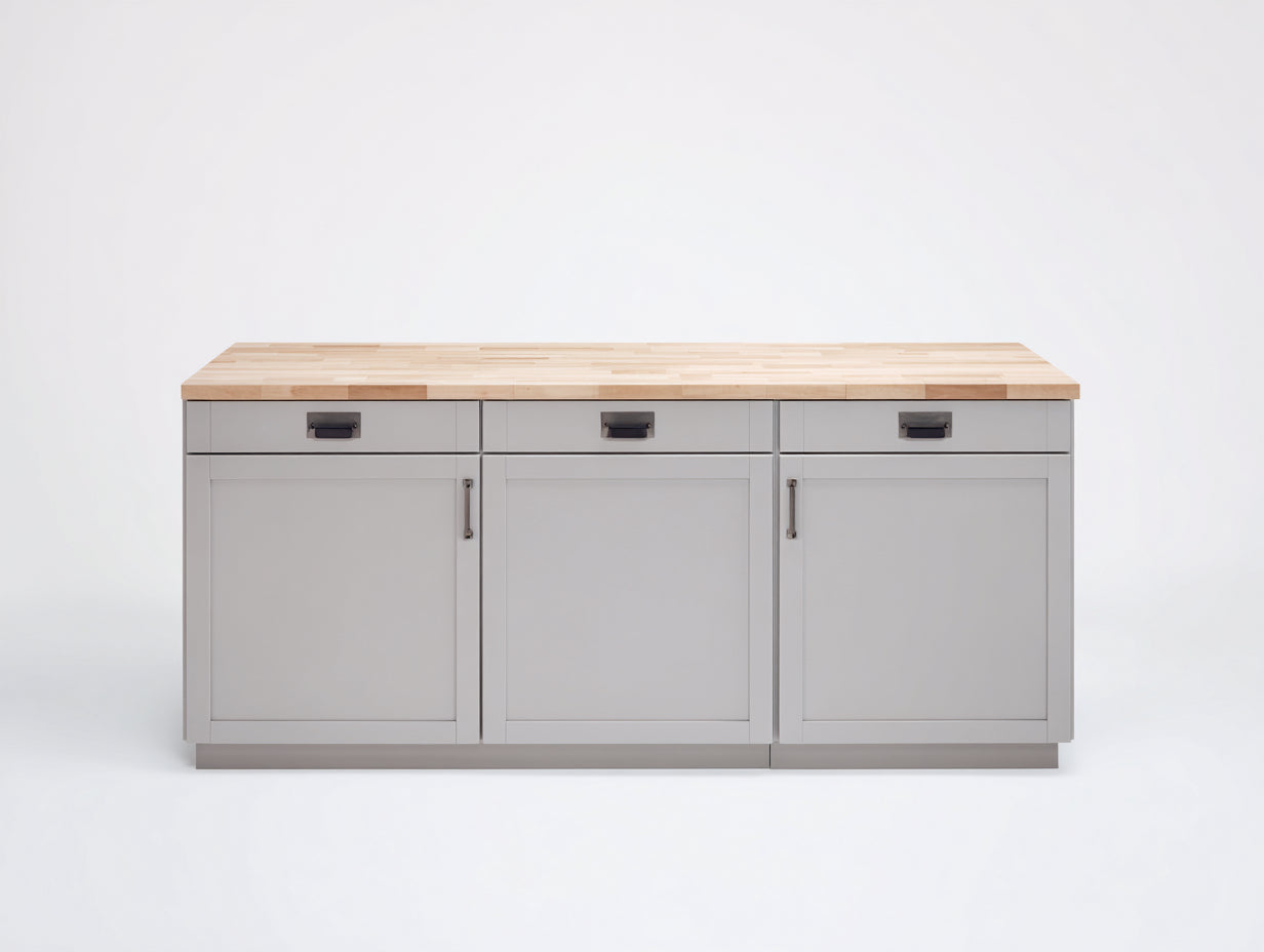 Aparadores de cocina madera 180x60x95 cm - Gris claro-Madera natural - Estilo moderno para cocina
