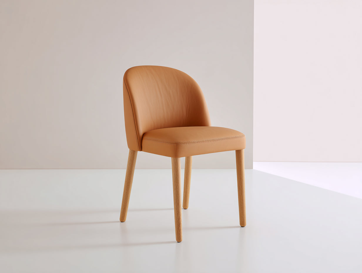 Sillas de comedor tapizadas 58x62x84 cm - Camel-Madera natural - Diseño moderno curvo