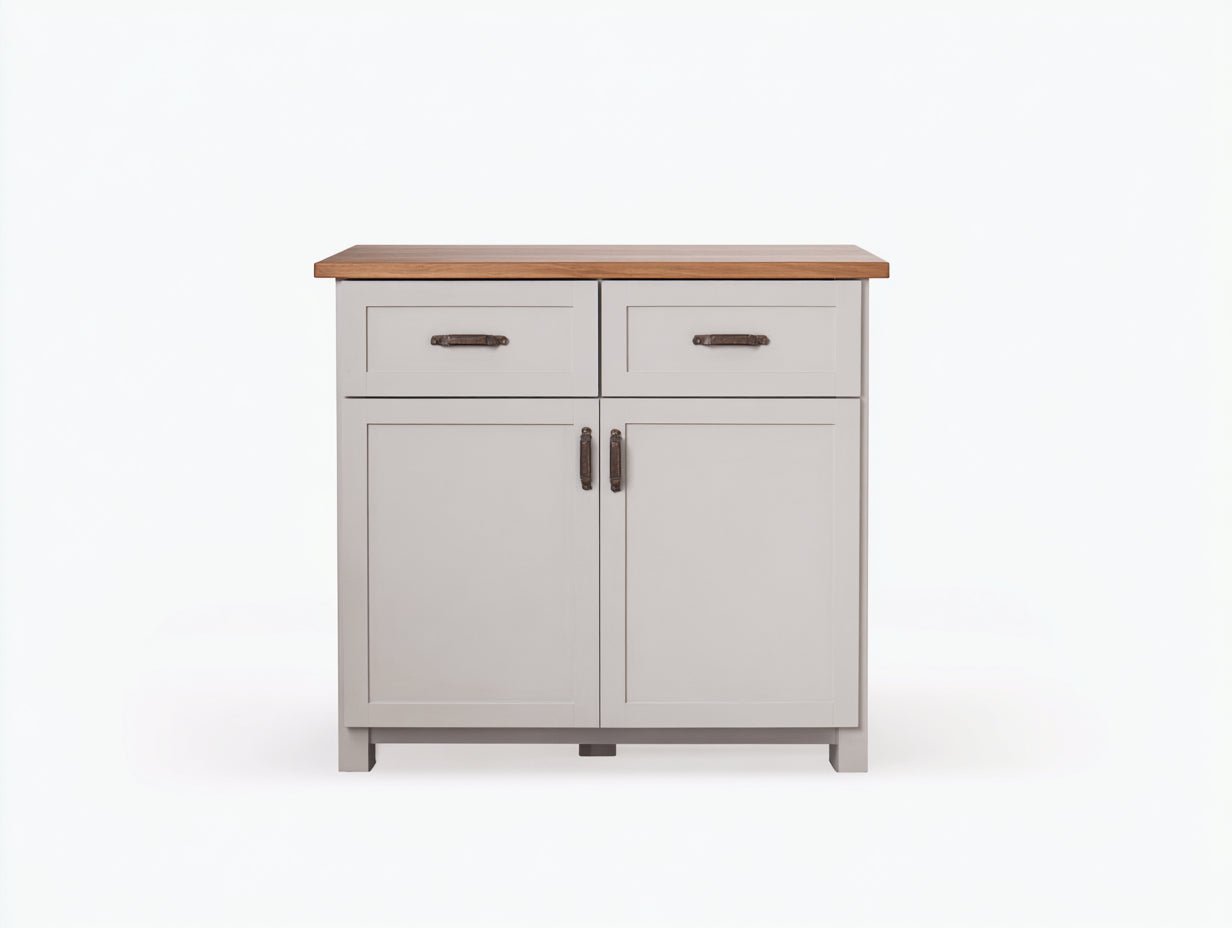 Aparadores de madera 90x40x95 cm - Blanco-Madera natural - Estilo moderno para comedor