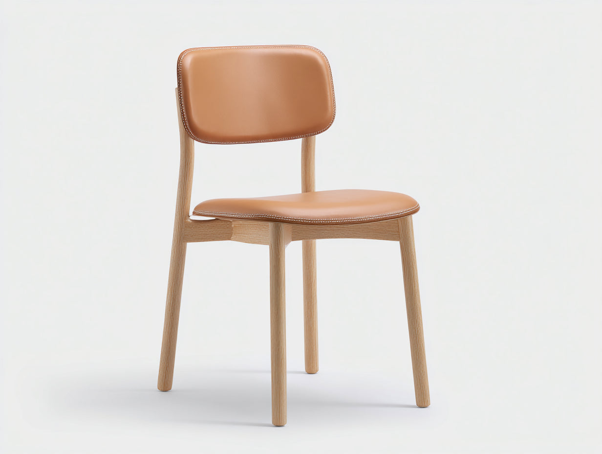 Sillas de comedor de piel sintética 48x52x82 cm - marrón - patas de madera - estilo nórdico para comedor